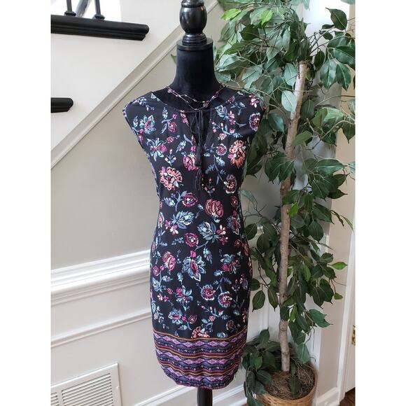 Beachlunchlounge Sheath Dress Women's XL Multi Floral Sleeveless Drawstring Neck - Picture 1 of 12